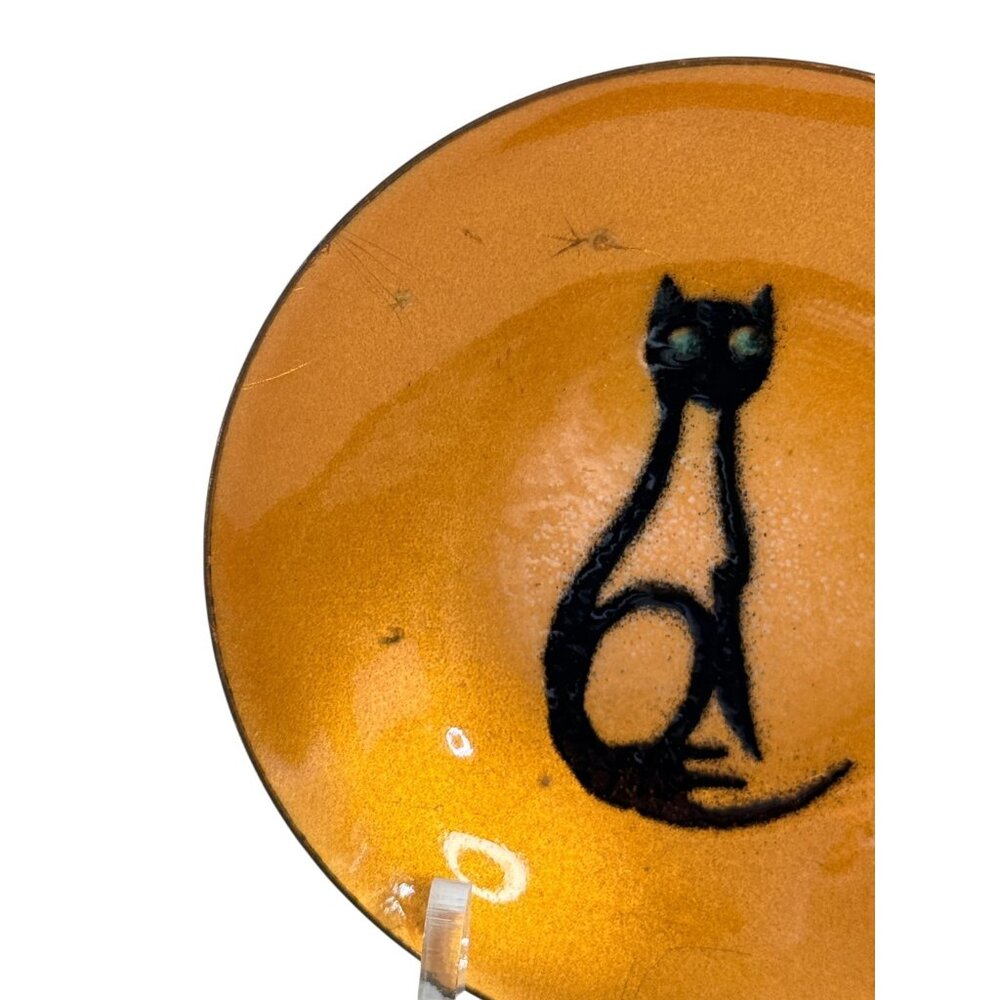 Vintage Bovano of Cheshire Conn. North American Hand Crafted Enamel Cat Trinket - Picture 5 of 7